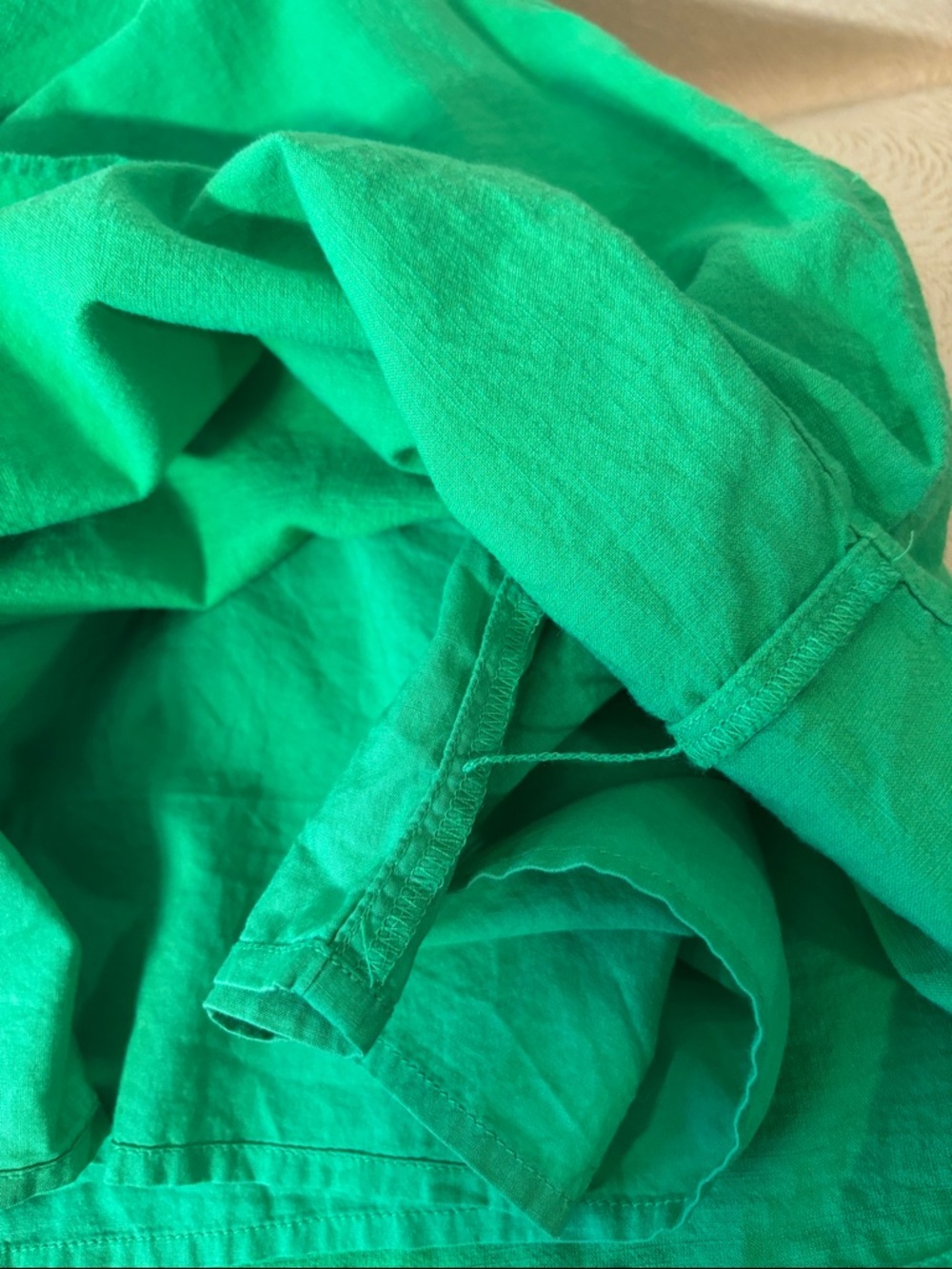 LOFT Green Smocked Yoke Tie-Front Flutter Sleeve Top 0247 - Picture 9 of 9